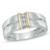 Thumbnail Image 0 of Men's Diamond Accent Linear Three Stone Ring in 10K Two-Tone Gold