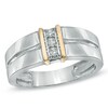 Thumbnail Image 0 of Men's Diamond Accent Linear Three Stone Ring in 10K Two-Tone Gold