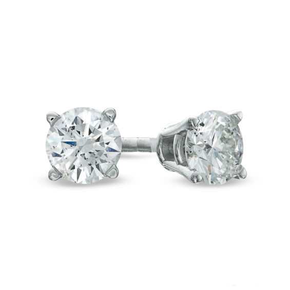Celebration Ideal 1/3 CT. T.w. Certified Diamond Solitaire Stud Earrings in 14K White Gold (K/I1)