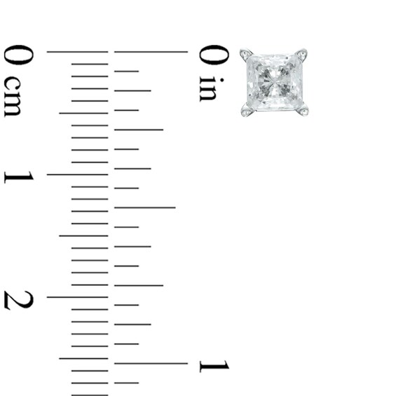 Celebration Ideal 1/3 CT. T.w. Princess-Cut Certified Diamond Solitaire Stud Earrings in 14K White Gold (K/I1)