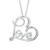 Thumbnail Image 1 of 1/10 CT. T.W. Diamond Tilted Heart with Cursive "LOVE" Pendant in Sterling Silver