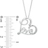 Thumbnail Image 1 of 1/10 CT. T.W. Diamond Tilted Heart with Cursive "LOVE" Pendant in Sterling Silver