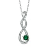 Thumbnail Image 1 of 4.5mm Lab-Created Emerald and Diamond Accent Twist Pendant in Sterling Silver