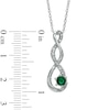 Thumbnail Image 2 of 4.5mm Lab-Created Emerald and Diamond Accent Twist Pendant in Sterling Silver