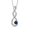 Thumbnail Image 0 of 4.5mm Lab-Created Blue Sapphire and Diamond Accent Twist Pendant in Sterling Silver