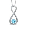 Thumbnail Image 0 of 5.5mm Blue Topaz and Diamond Accent Infinity Pendant in Sterling Silver