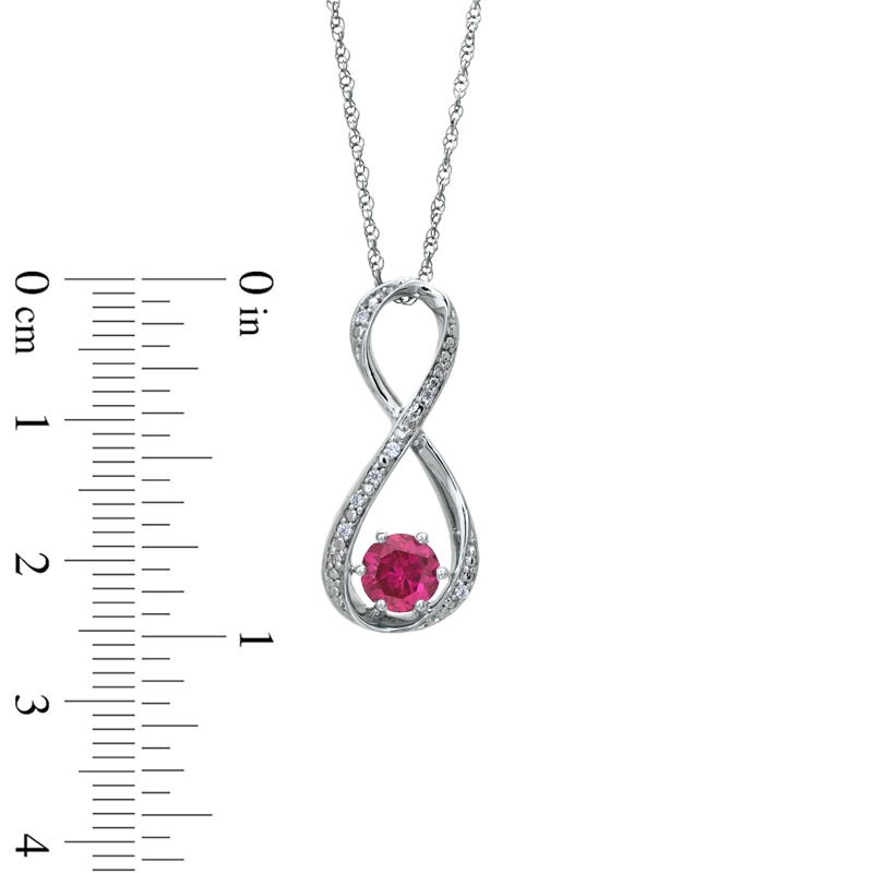 Main Image 2 of 5.5mm Lab-Created Ruby and Diamond Accent Infinity Pendant in Sterling Silver