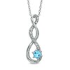 Thumbnail Image 0 of 4.5mm Blue Topaz and Diamond Accent Twist Pendant in Sterling Silver