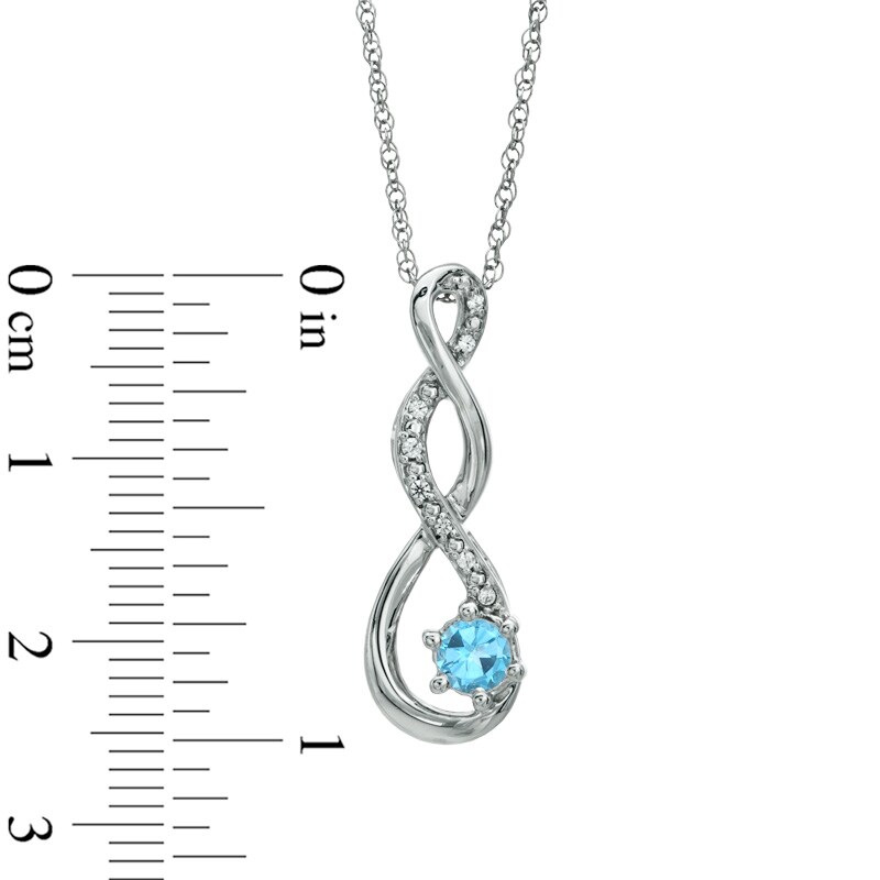 4.5mm Blue Topaz and Diamond Accent Twist Pendant in Sterling Silver