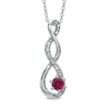 Thumbnail Image 0 of 4.5mm Lab-Created Ruby and Diamond Accent Twist Pendant in Sterling Silver