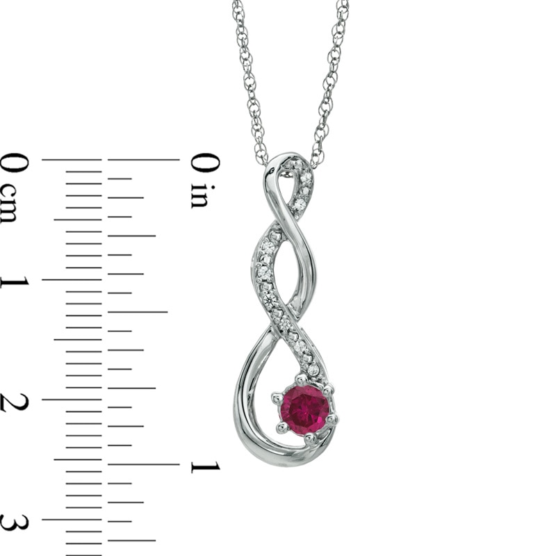 4.5mm Lab-Created Ruby and Diamond Accent Twist Pendant in Sterling Silver