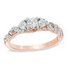 Thumbnail Image 0 of 1/2 CT. T.W. Diamond Past Present Future® Twist Engagement Ring in 14K Rose Gold