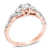 Thumbnail Image 1 of 1/2 CT. T.W. Diamond Past Present Future® Twist Engagement Ring in 14K Rose Gold