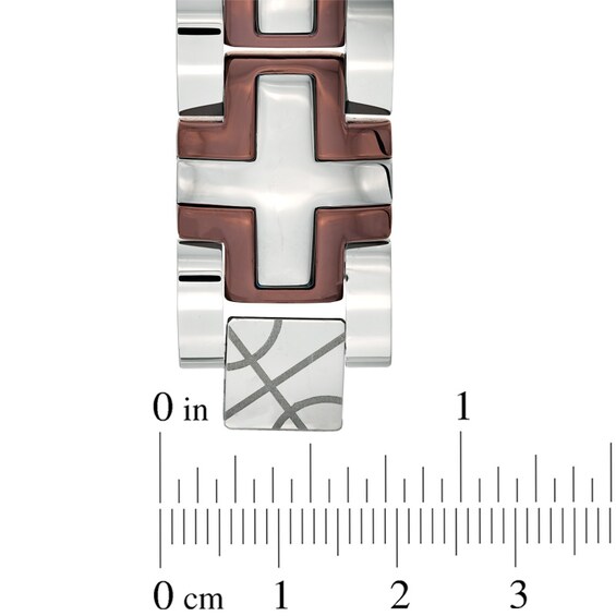 1/5 CT. T.w. Diamond Cross Bracelet in Two-Tone Stainless Steel - 8.25"