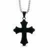 Thumbnail Image 1 of Men's Diamond Accent Stacked Cross Pendant in Two-Tone Stainless Steel - 24"