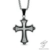 Thumbnail Image 1 of Men's Diamond Accent Stacked Cross Pendant in Two-Tone Stainless Steel - 24"