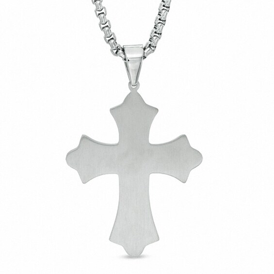 Men's Diamond Accent Stacked Cross Pendant in Two-Tone Stainless Steel - 24" Men's Diamond Accent Stacked Cross Pendant in Two-Tone Stainless Steel - 24"