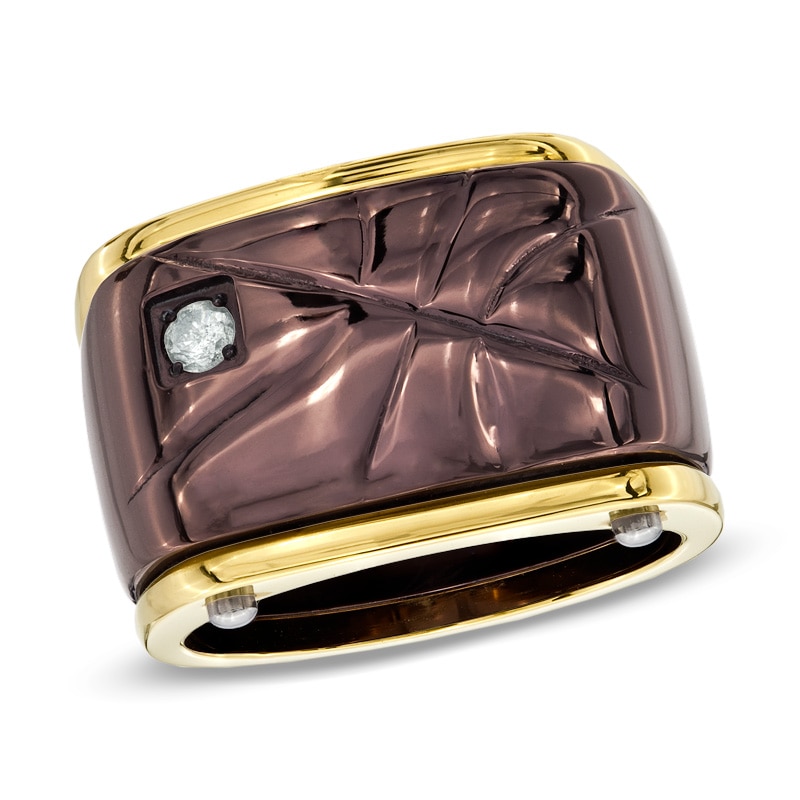 Main Image 1 of 1/10 CT. T.W. Diamond Ring in Brown IP Stainless Steel - Size 10