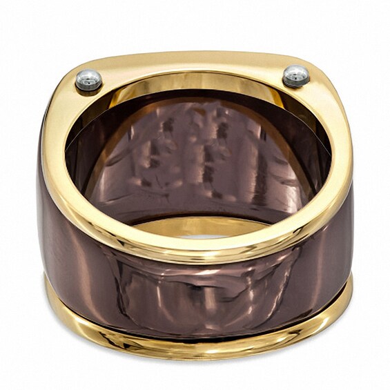 1/10 CT. T.w. Diamond Ring in Brown IP Stainless Steel - Size 10
