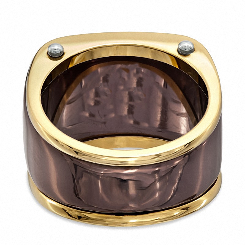 Main Image 3 of 1/10 CT. T.W. Diamond Ring in Brown IP Stainless Steel - Size 10
