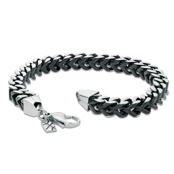 8.0mm Chain Necklace and Bracelet Set in Black IP Stainless Steel - 24"