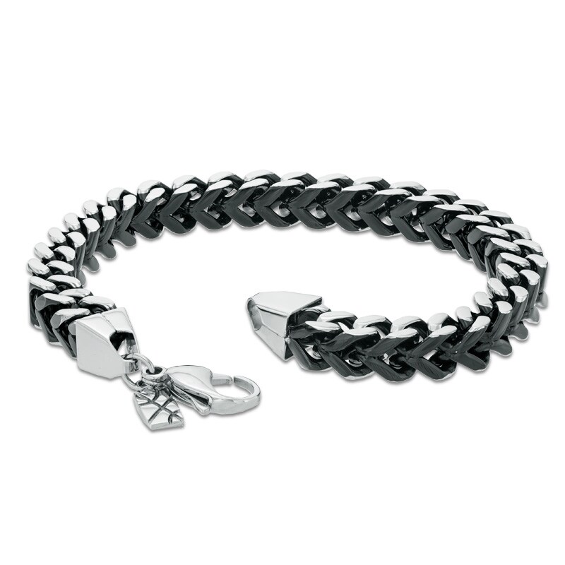 Men's 8.0mm Chain Necklace and Bracelet Set in Black IP Stainless Steel - 24"