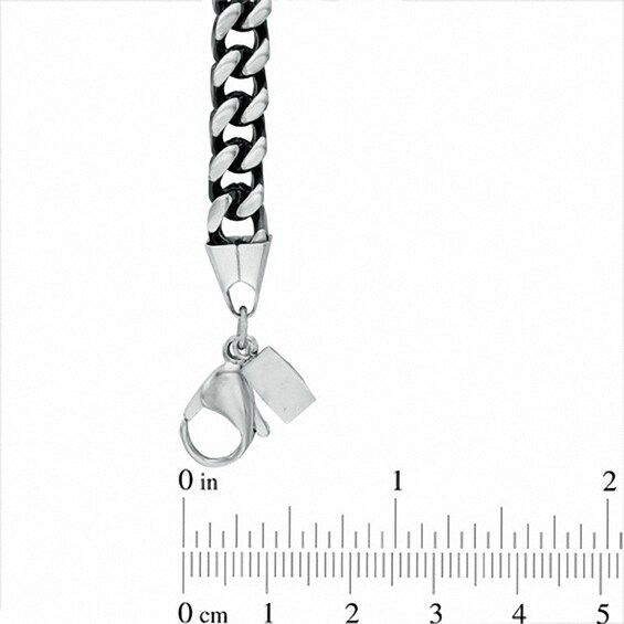 8.0mm Chain Necklace and Bracelet Set in Black IP Stainless Steel - 24"