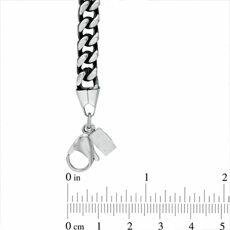 Men's 8.0mm Chain Necklace and Bracelet Set in Black IP Stainless Steel - 24"