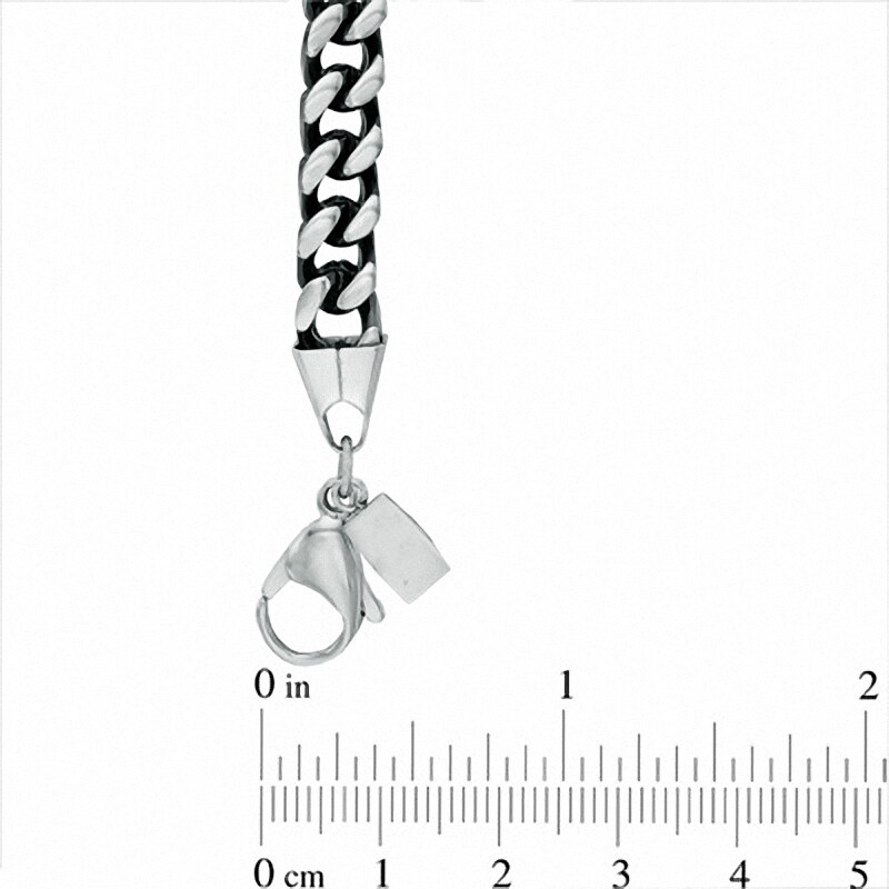 Men's 8.0mm Chain Necklace and Bracelet Set in Black IP Stainless Steel - 24"