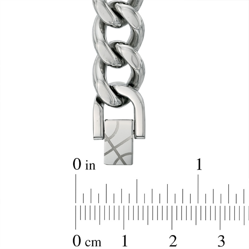 Main Image 3 of Men's 8.0mm Flat Curb Necklace and Bracelet Set in Stainless Steel - 24&quot;