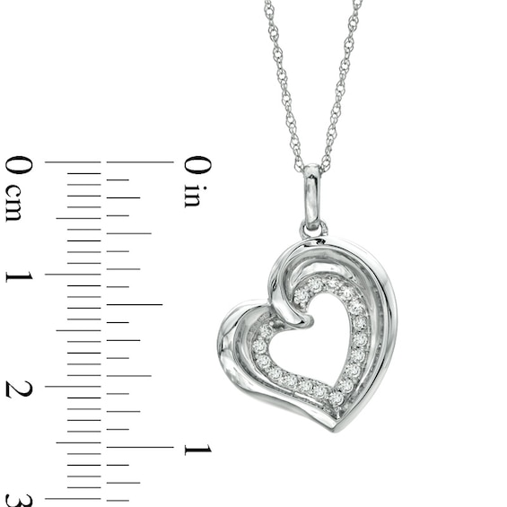 1/5 CT. T.w. Diamond Tilted Heart Pendant in 10K White Gold