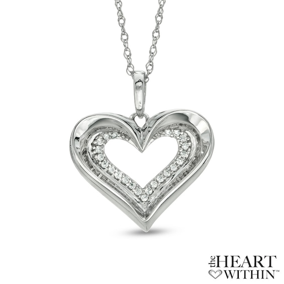 1/10 CT. T.w. Diamond Heart Pendant in 10K White Gold