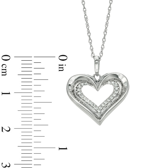 1/10 CT. T.w. Diamond Heart Pendant in 10K White Gold