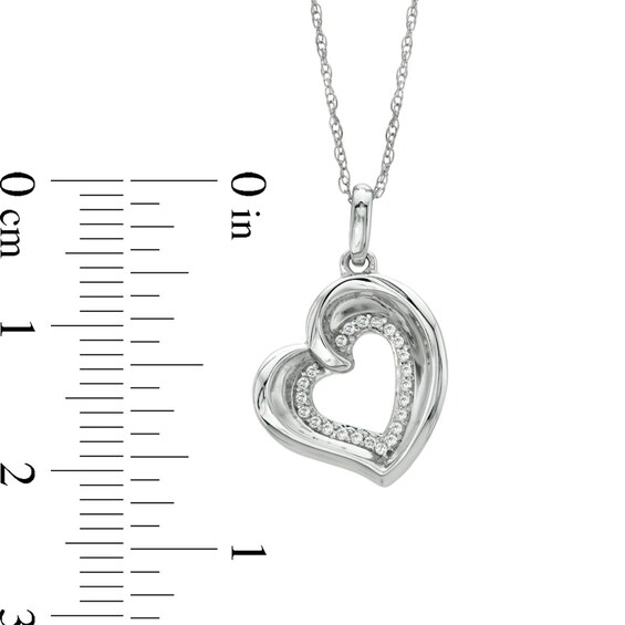 1/10 CT. T.w. Diamond Tilted Heart Pendant in 10K White Gold
