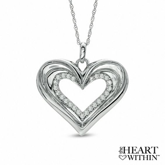 1/4 CT. T.w. Diamond Heart Pendant in 10K White Gold