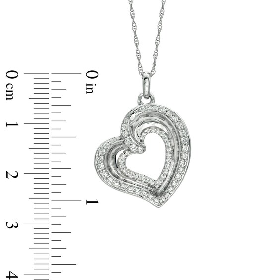 1/2 CT. T.w. Diamond Tilted Heart Pendant in 10K White Gold