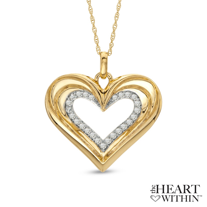 Main Image 1 of 1/4 CT. T.W. Diamond Heart Pendant in 10K Gold