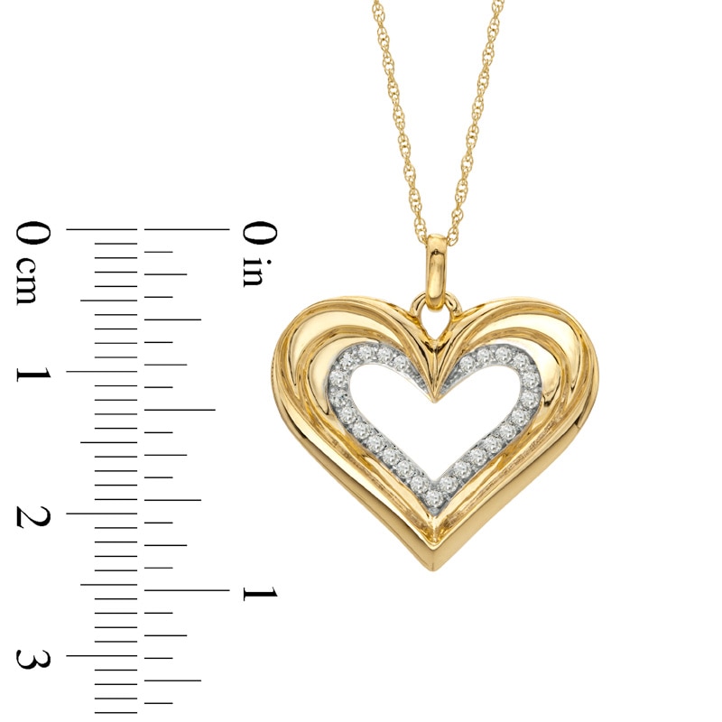 Main Image 2 of 1/4 CT. T.W. Diamond Heart Pendant in 10K Gold