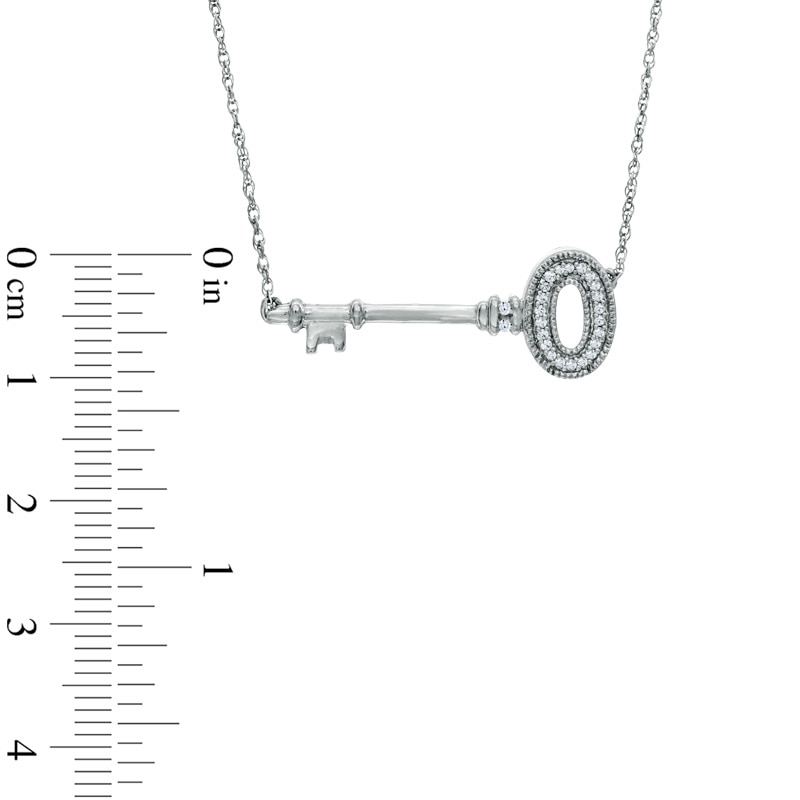 1/15 CT. T.W. Diamond Sideways Key Necklace in Sterling Silver