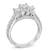 Thumbnail Image 2 of Celebration Ideal 2 CT. T.W. Certified Diamond Three Stone Engagement Ring in 14K White Gold (J/I1)