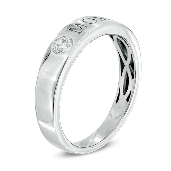 1/10 CT. Diamond Solitaire Mom Band in 10K White Gold