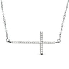 Thumbnail Image 0 of 1/6 CT. T.W. Diamond Sideways Cross Necklace in 10K White Gold - 17"
