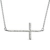 Thumbnail Image 1 of 1/6 CT. T.W. Diamond Sideways Cross Necklace in 10K White Gold - 17"