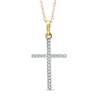 Thumbnail Image 1 of Diamond Accent Lined Cross Pendant in 10K Gold