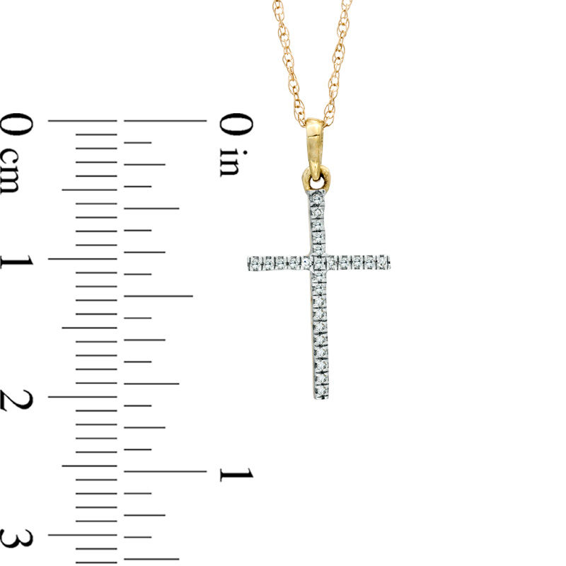 Diamond Accent Lined Cross Pendant in 10K Gold | Zales