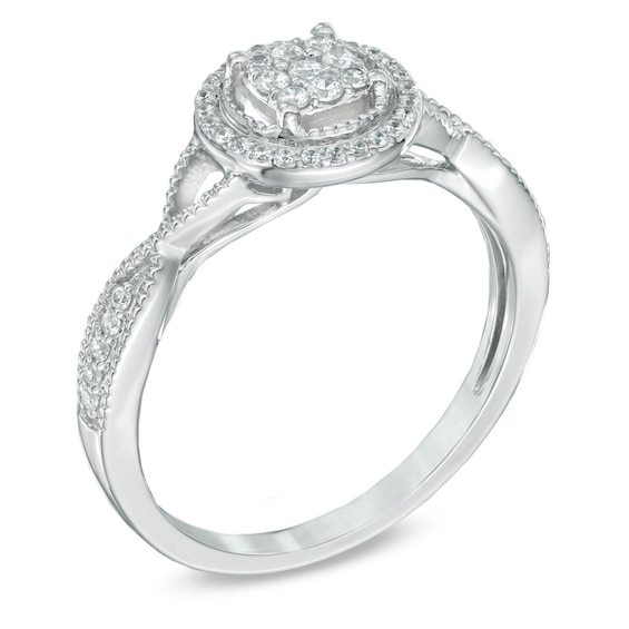 1/5 CT. T.w. Diamond Cluster Frame Ring in Sterling Silver