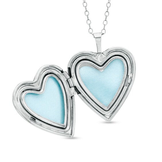 Diamond Fascination™ Quilted Heart Locket in Sterling Silver with Platinum Plate Diamond Fascination™ Quilted Heart Locket in Sterling Silver with Platinum Plate