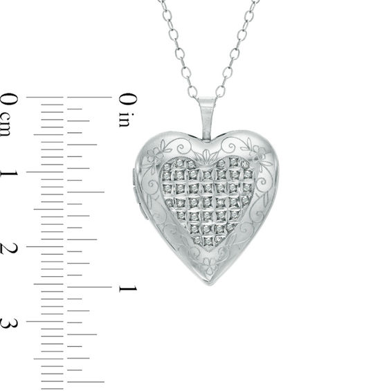 Diamond Fascination™ Quilted Heart Locket in Sterling Silver with Platinum Plate Diamond Fascination™ Quilted Heart Locket in Sterling Silver with Platinum Plate