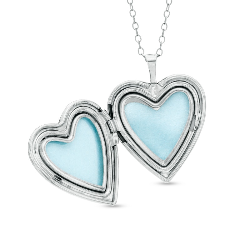 Diamond Fascination™ Heart with Scroll Design Locket in Sterling Silver with Platinum Plate