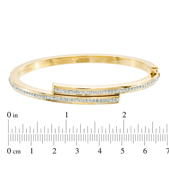 Diamond Fascinationâ¢ Bypass Slip-On Bangle in Sterling Silver and 18K Gold Plate
